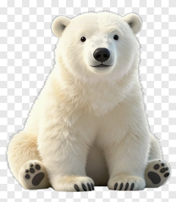 3D Polar Bear Sitting PNG