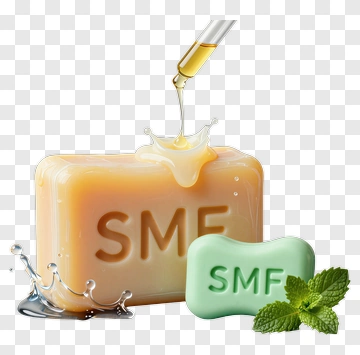 Soap Bar With Mint And Oil Droplet PNG