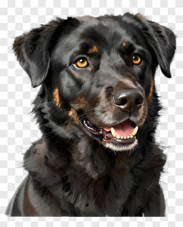 Realistic Black Dog Portrait PNG