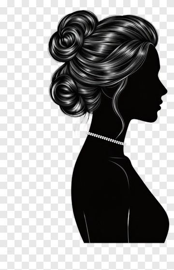 Silhouette Of A Woman With Elegant Hair And Necklace PNG
