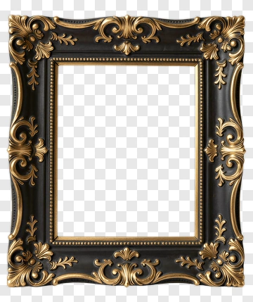 Ornate Black And Gold Picture Frame PNG