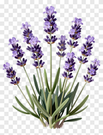 Lavender Plant With Purple Flowers PNG