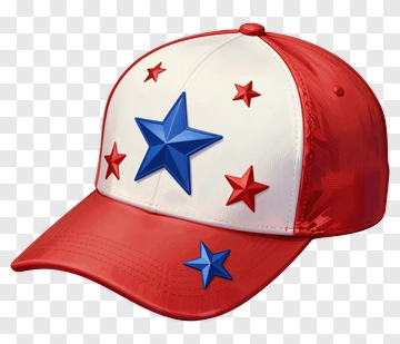 Red And White Star-Embellished Cap PNG