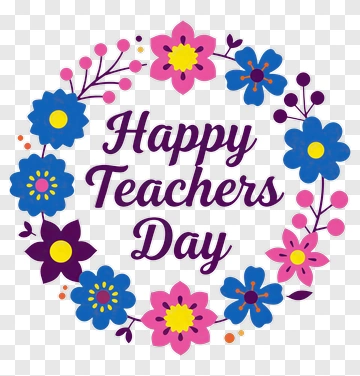 Happy Teachers Day Floral Design PNG
