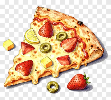 Slice Of Pizza With Strawberries And Olives PNG