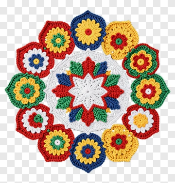 Colorful Crochet Mandala Pattern PNG