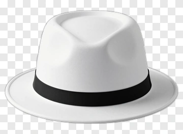 White Fedora Hat With Black Band PNG