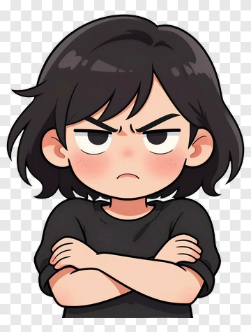 Cartoon Girl With Angry Expression PNG