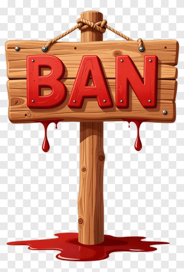 Cartoon Ban Sign With Blood PNG