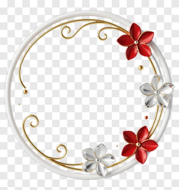 Floral Decorative Frame With Red And White Flowers PNG