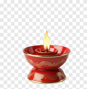Decorative Diya Candle With Flame PNG