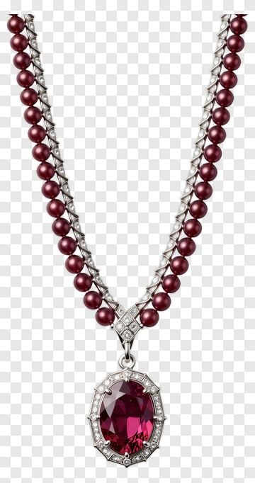 Elegant Ruby Necklace With Pearls PNG