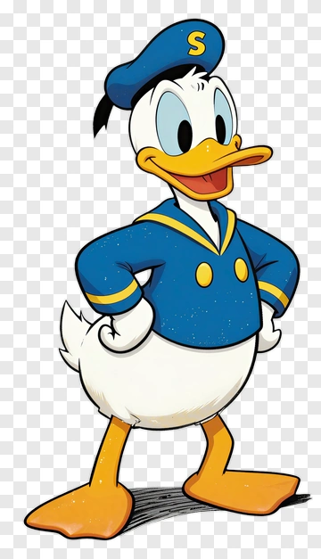 Cartoon Duck In Blue Sailor Outfit PNG