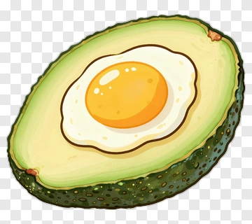 Cartoon Avocado With Egg PNG