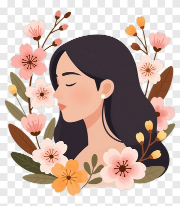 Woman Surrounded By Floral Arrangement PNG