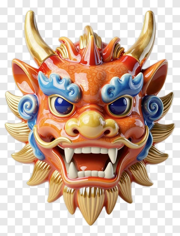 Colorful Dragon Mask PNG
