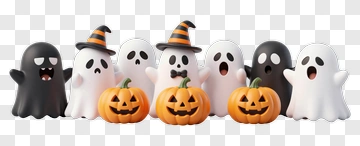 Halloween Ghosts With Pumpkins PNG