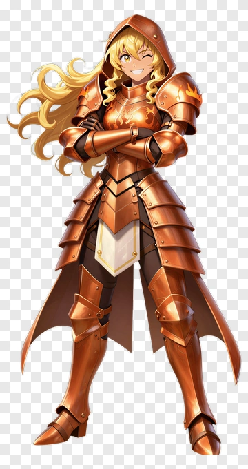 3D Female Knight In Bronze Armor PNG