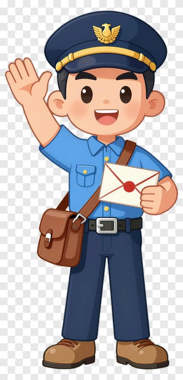 Cartoon Mailman Holding An Envelope PNG