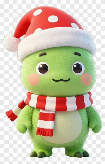 Cartoon Character Wearing A Christmas Hat And Scarf PNG