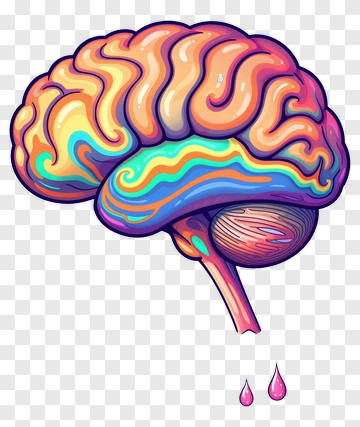Colorful Brain With Dripping Liquid PNG