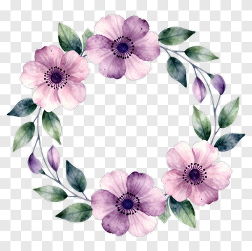 Watercolor Flower Wreath PNG