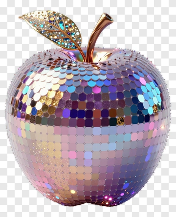 Disco Apple With Glittering Surface PNG