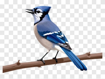 Blue Jay Standing On A Branch PNG