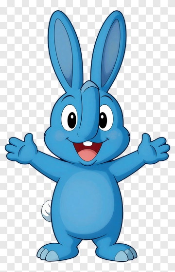 Cartoon Blue Rabbit With Open Arms PNG