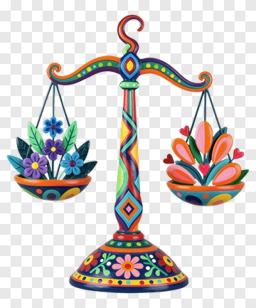 Colorful Balance Scale With Flowers PNG