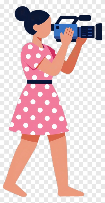 Woman Filming With A Video Camera PNG