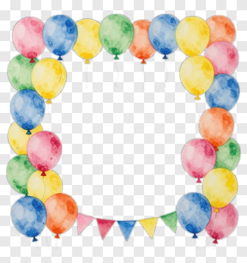 Colorful Watercolor Balloon Frame PNG