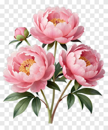 Pink Peony Flowers Bouquet PNG