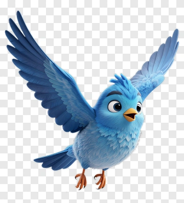 Cartoon Blue Bird Flying PNG