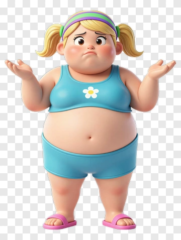 Cartoon Girl In Blue Outfit Looking Confused PNG