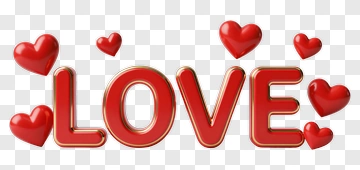 Love Text With Hearts PNG