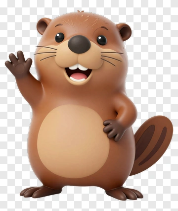 Cartoon Beaver Waving Hello PNG