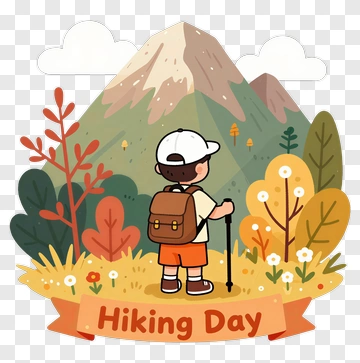 Hiking Day Illustration PNG