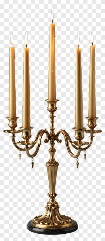 Elegant Gold Candelabra With Five Candles PNG