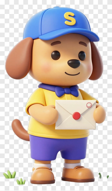 3D Dog Holding An Envelope PNG