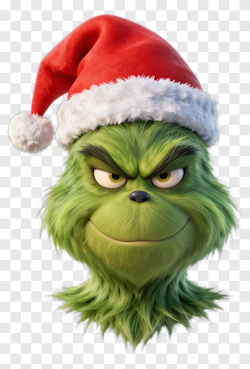 Cartoon Grinch Wearing A Christmas Hat PNG