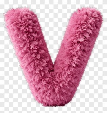 Pink Fluffy Letter V PNG