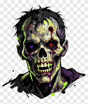Cartoon Zombie Head With Dripping Blood PNG