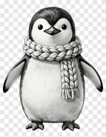 Cartoon Penguin Wearing A Scarf PNG