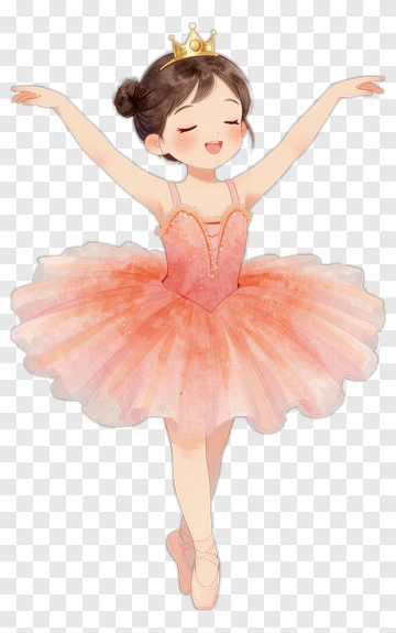 Cartoon Ballerina Girl In A Pink Tutu PNG