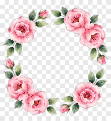 Watercolor Pink Flower Wreath PNG