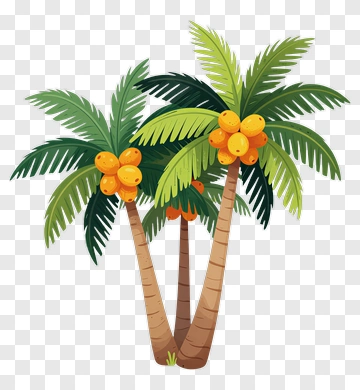 Colorful Palm Trees With Oranges PNG