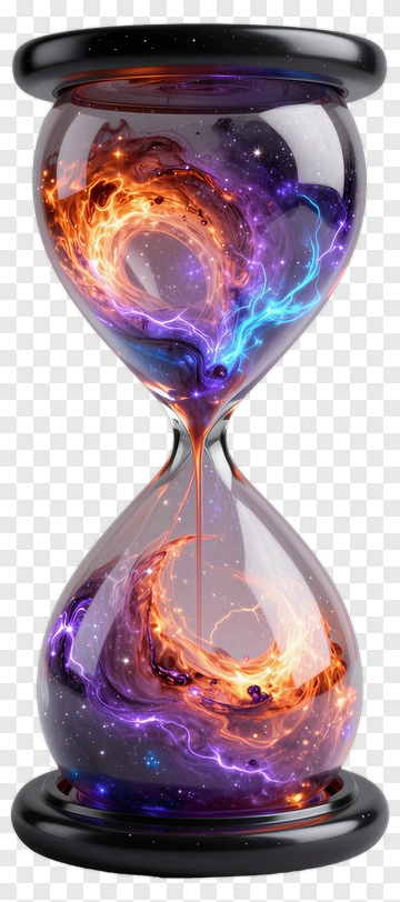 Cosmic Hourglass With Colorful Swirling Galaxy PNG
