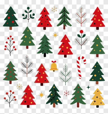 Colorful Christmas Tree Collection PNG