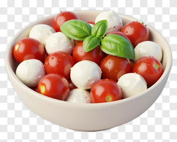 Bowl Of Cherry Tomatoes And Mozzarella Balls PNG